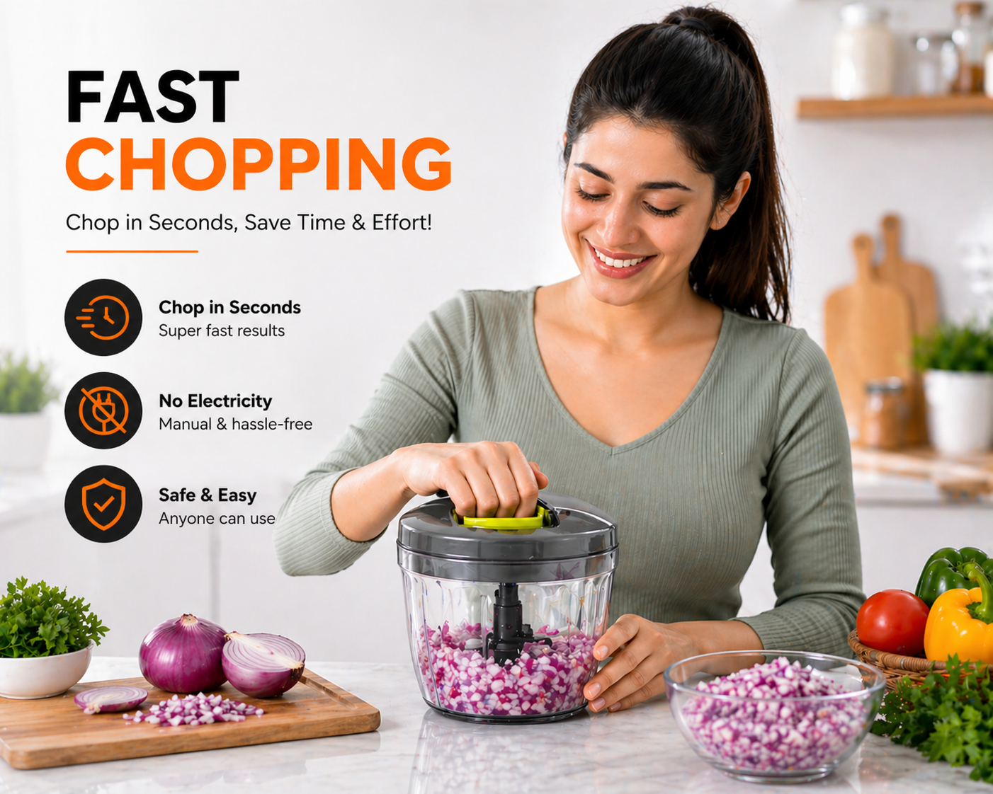 KATIVEX™ Food Chopper – No Mess, No Tears, No Effort
